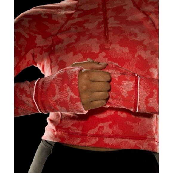 Lululemon Its Rulu Run Cropped Half Zip Heritage Camo Jacquard Raspberry Pink 0 - Picture 5 of 16